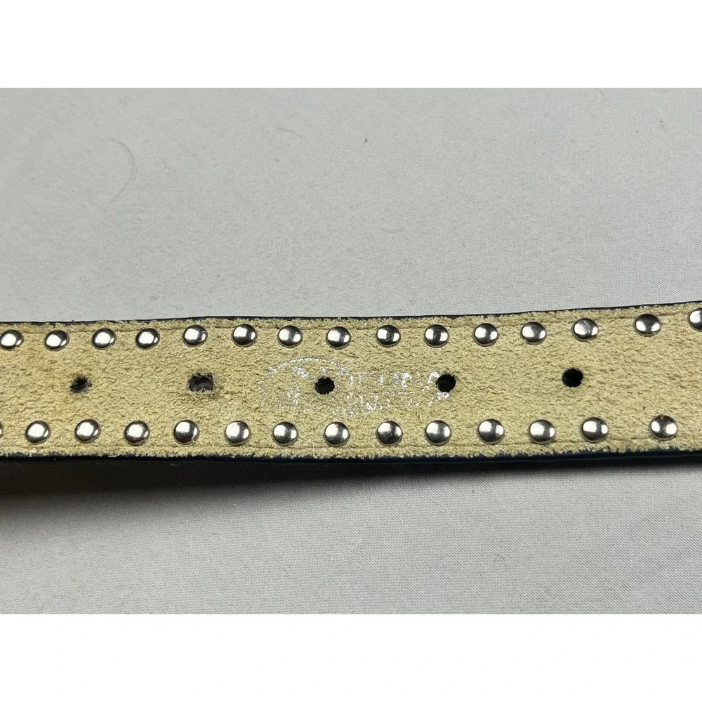 Nocona Zebra Print Calf Hair Western Belt Rhinestone Studded Scalloped Black 28